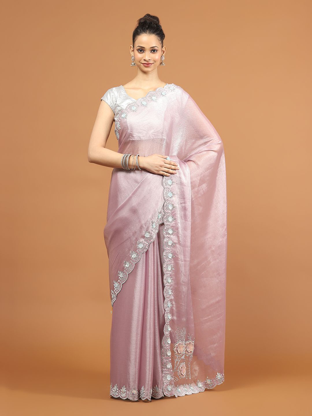 

Meena Bazaar Embellished Sequinned Saree, Lavender