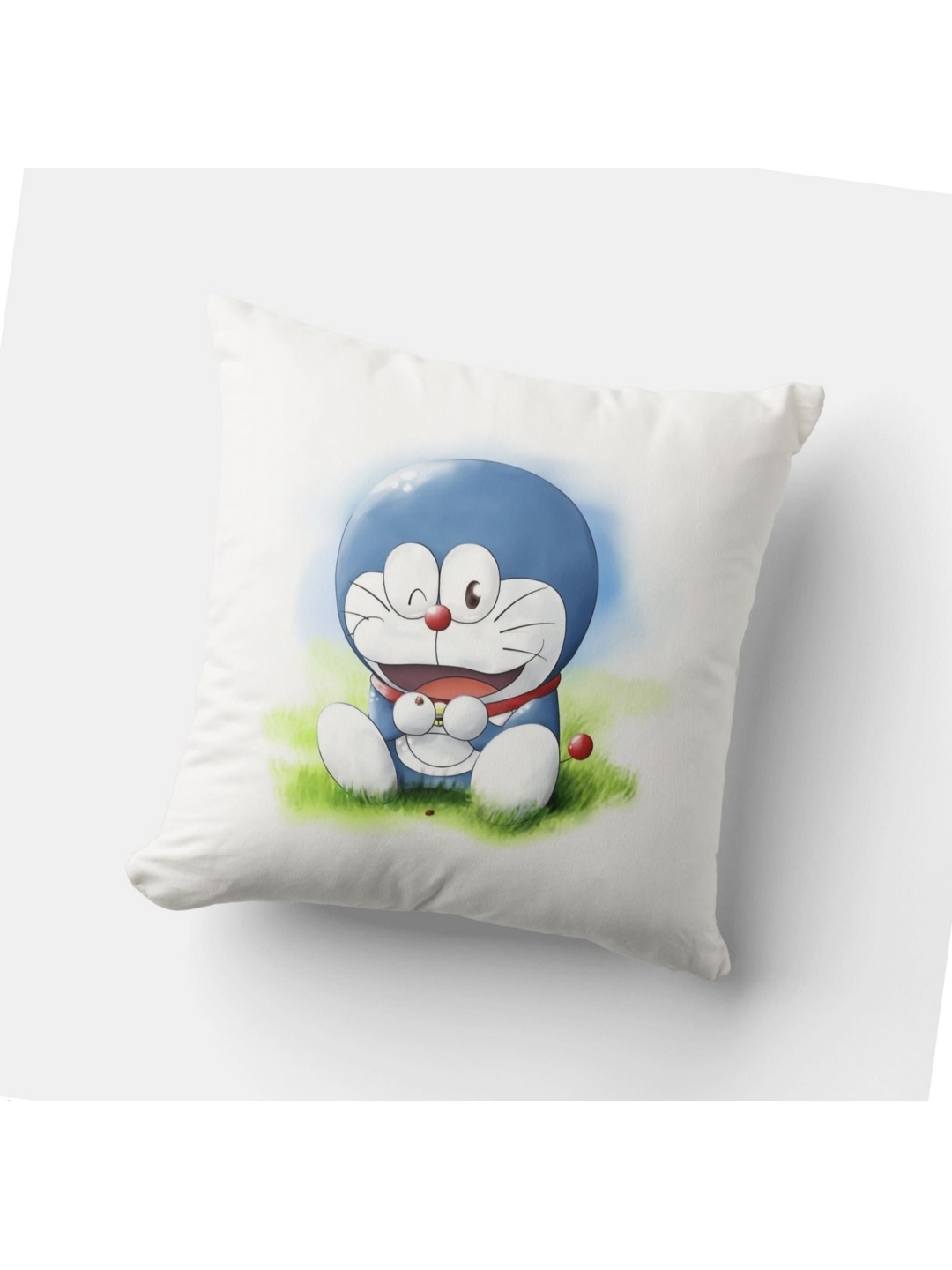 

Anikmart White & Blue Printed Prefilled Square Cushion