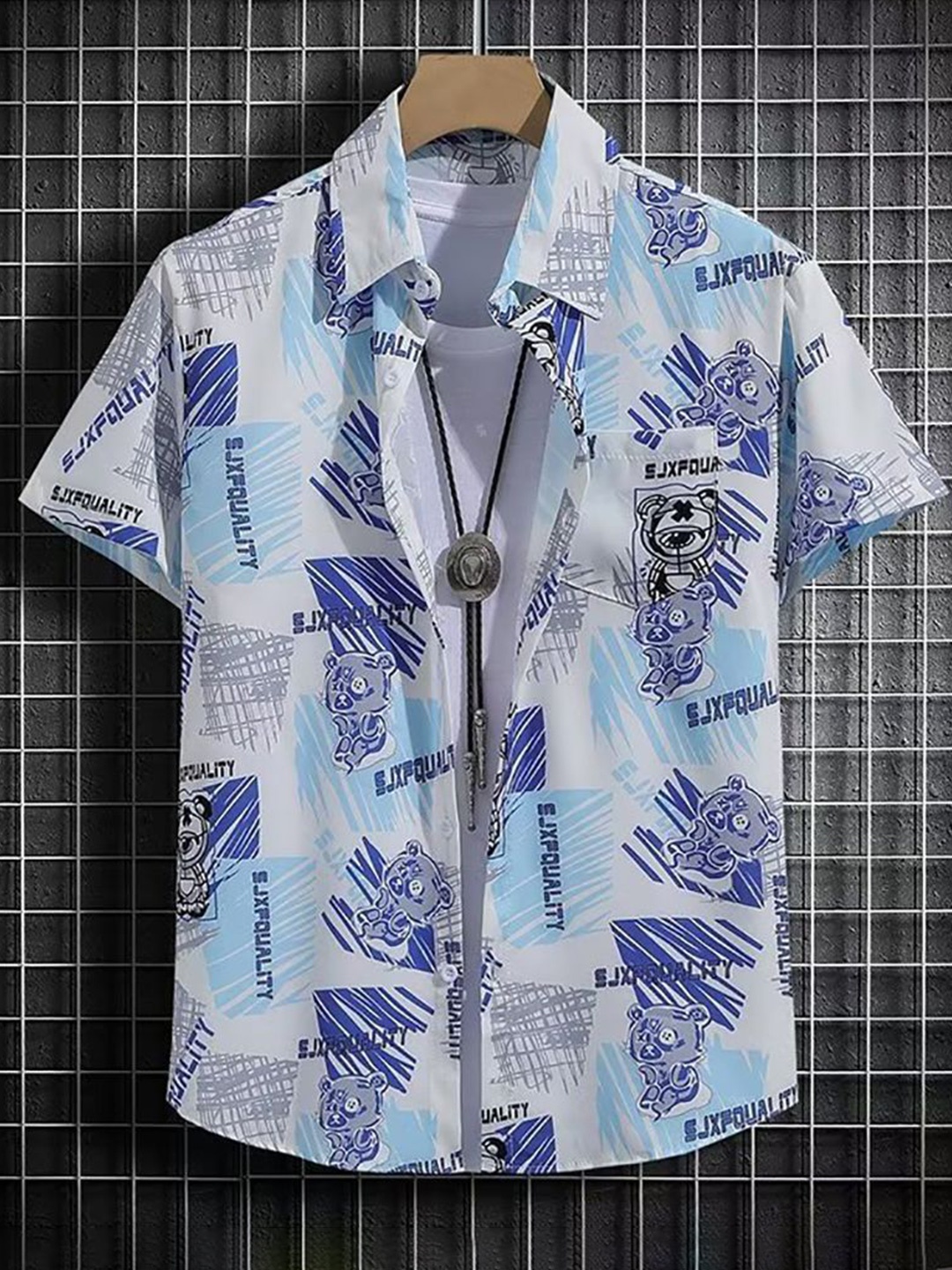 

StyleCast x Revolte Men Opaque Printed Casual Shirt, Blue