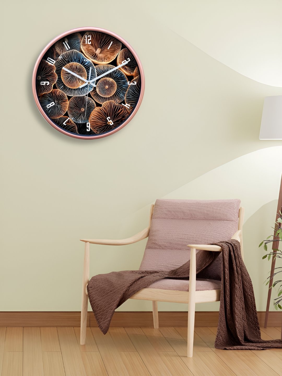 

OLIVE TREE Copper-Toned & Blue Printed Contemporary Round Shape Analogue Wall Clock