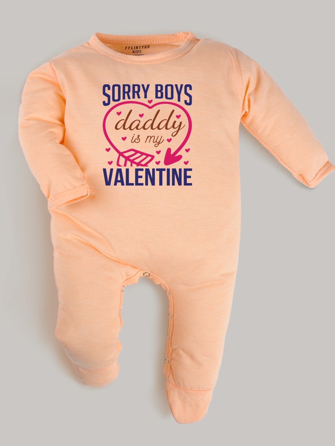 

FFLIRTYGO Infants Valentine Day Printed Cotton Sleepsuit, Peach