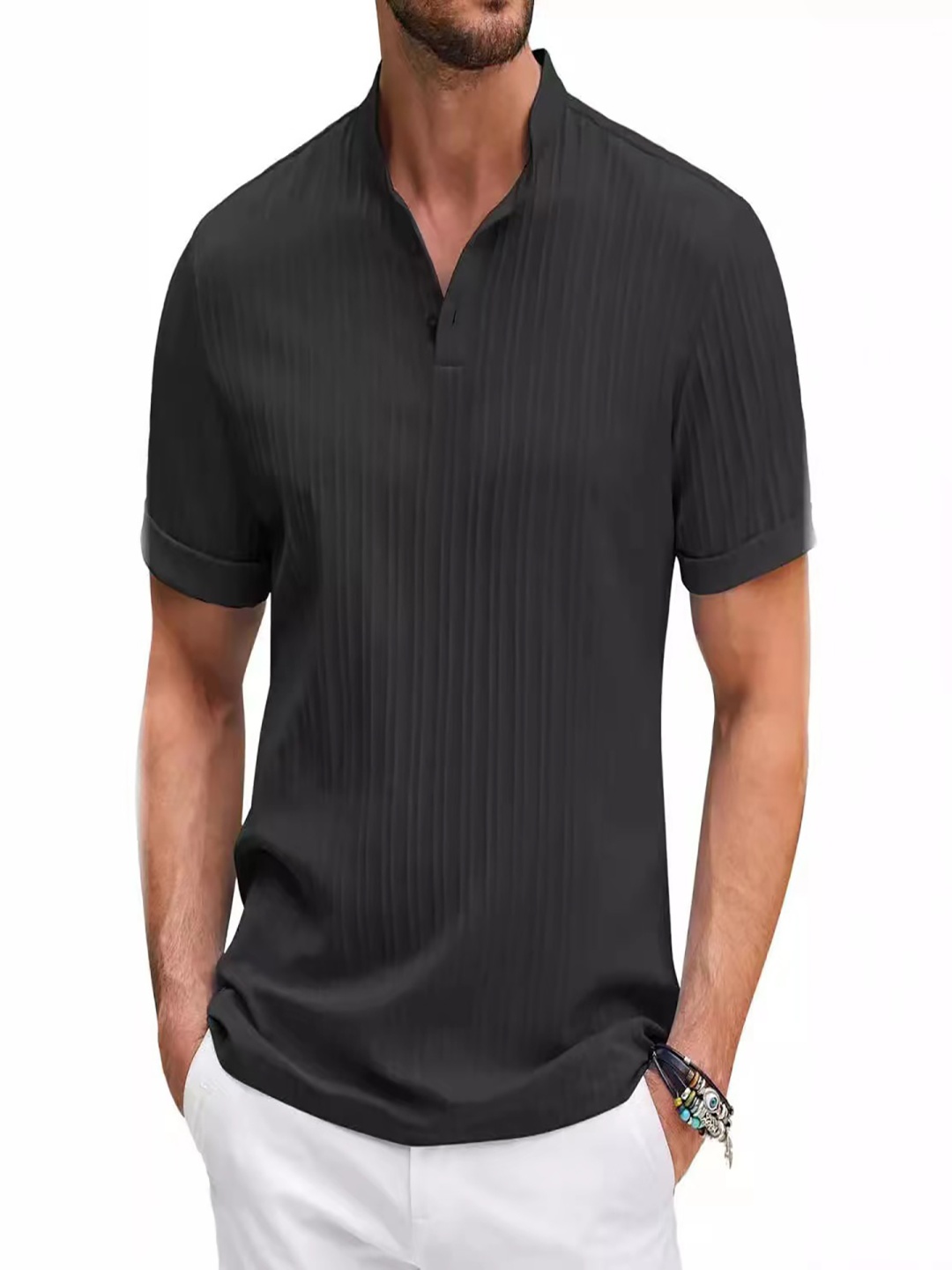 

StyleCast x Revolte Men Polo Collar T-shirt, Black