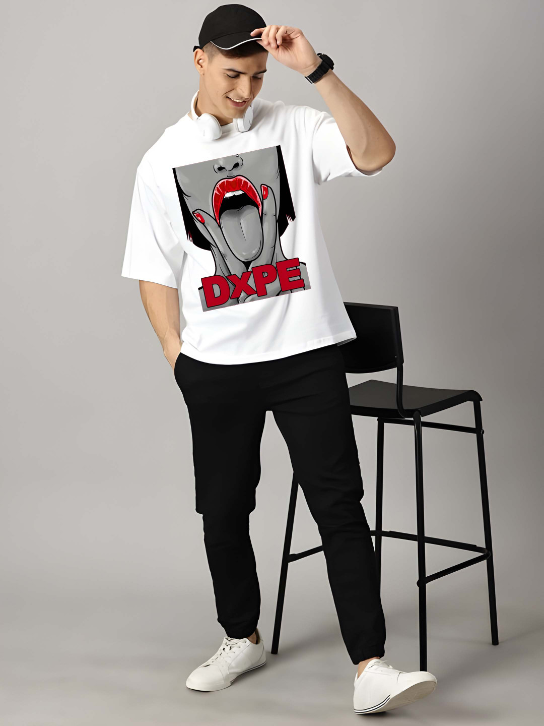 

Krimmple Men Drop-Shoulder Sleeves Pure Cotton T-shirt, White