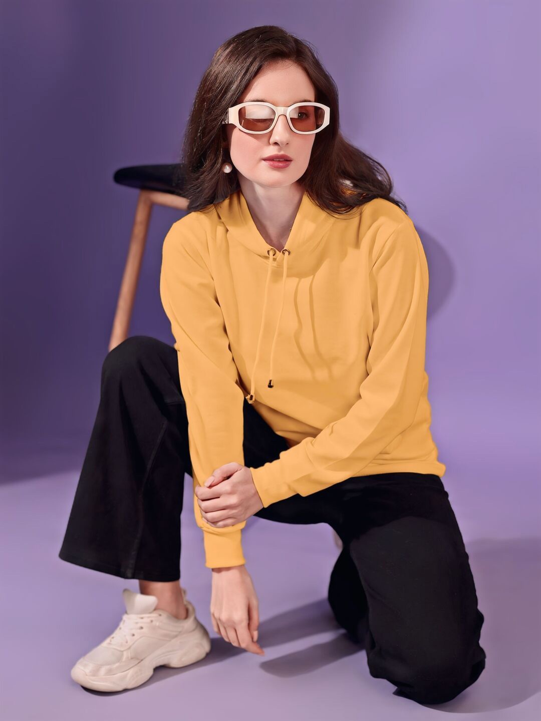 

shriez Women Hooded Sweatshirt, Yellow