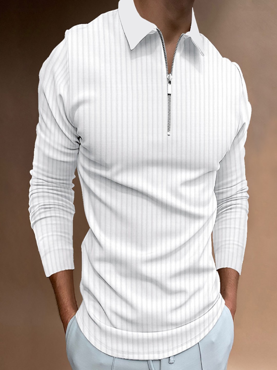 

StyleCast x Revolte Men Self Design Polo Collar T-shirt, White