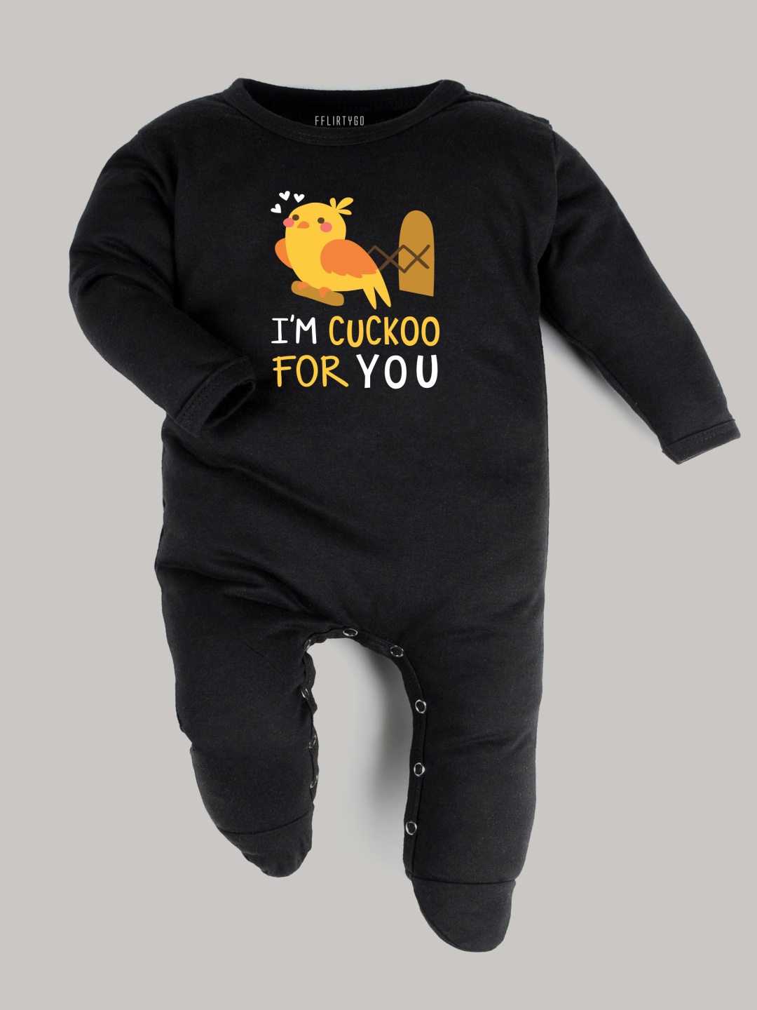 

FFLIRTYGO Infants Printed Cotton Sleepsuit, Black