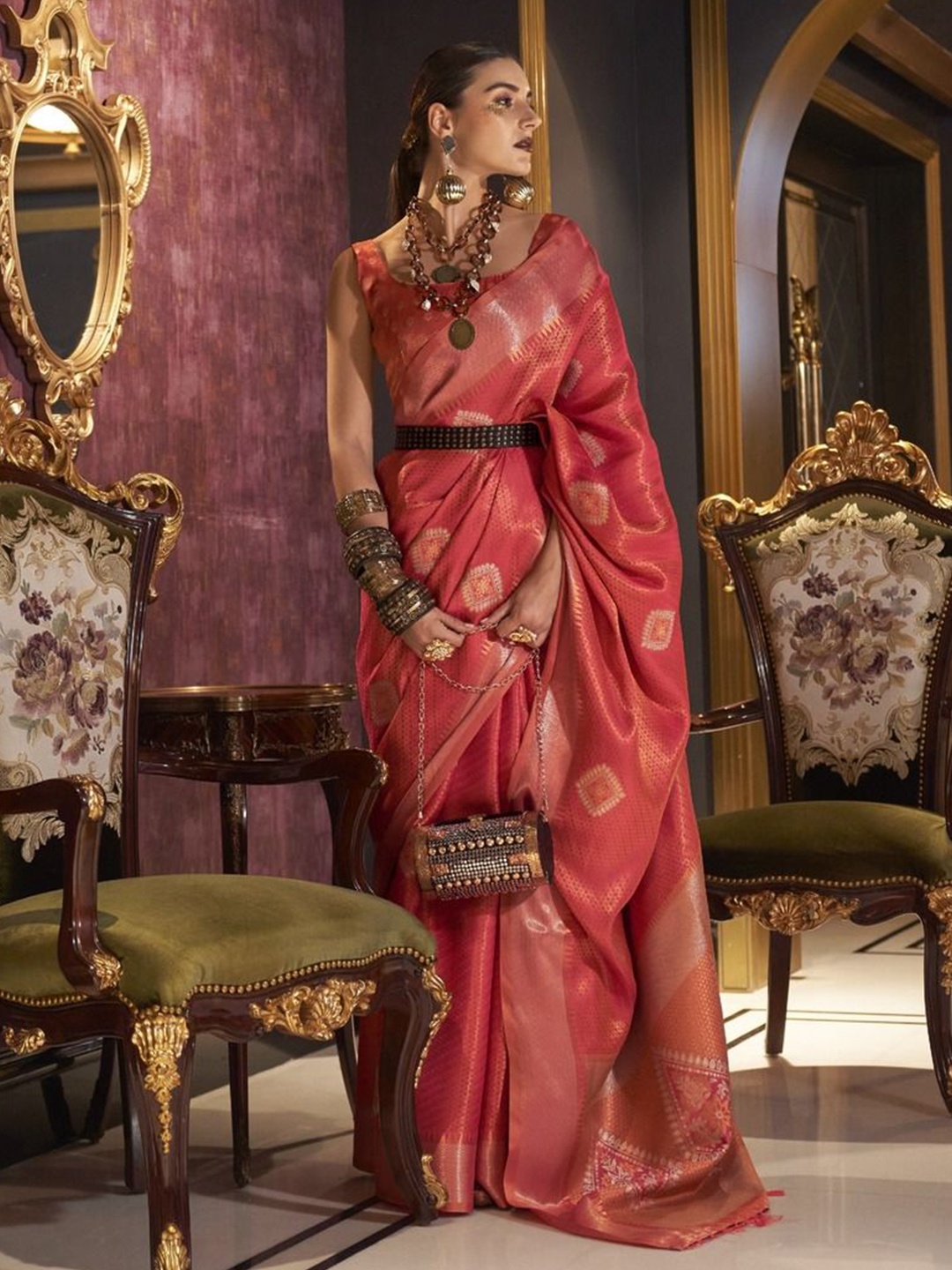 

Anouk Woven Design Zar Banarasi Saree, Pink