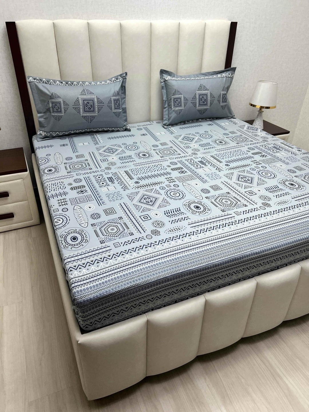 

Pure Decor Cotton King Size Double Bed Bedsheet With 2 Pillow Covers 2.74m X 2.74m, Grey