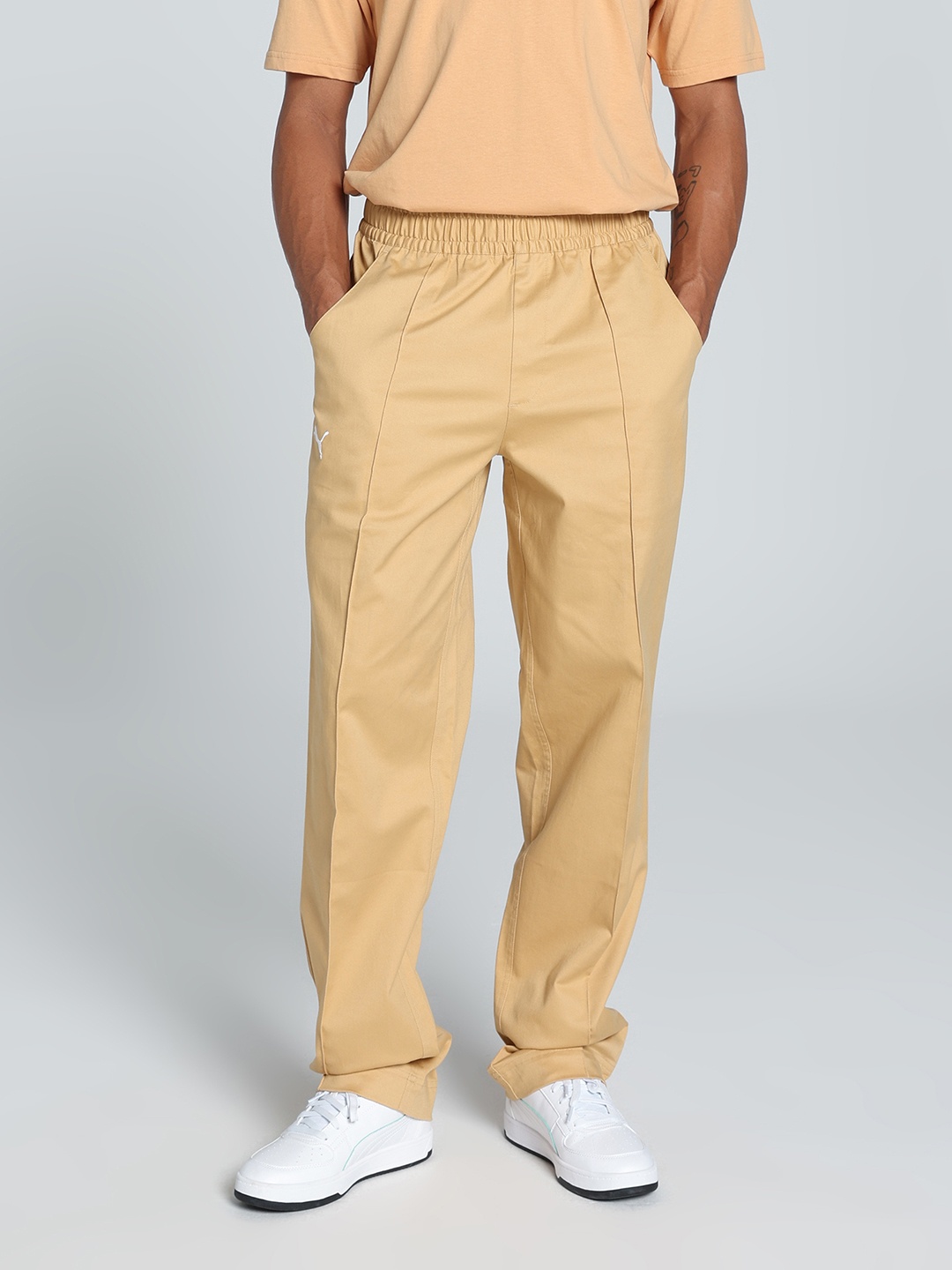 

PUMA Motorsport Men Cotton Regular Fit Motorsport Mid Rise Track Pants, Beige