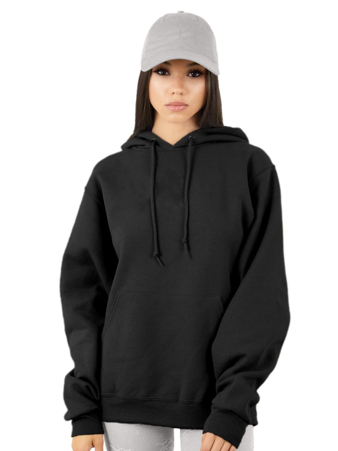 

NOTWILD Women Hooded Cotton Sweatshirt, Black