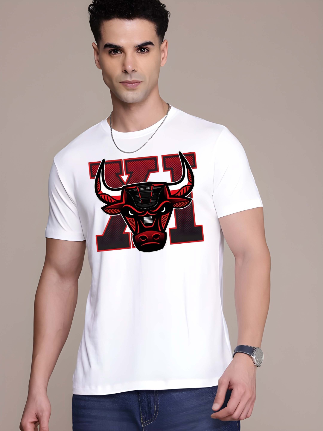 

BOWLIFESTYLE Men Pure Cotton T-shirt, White