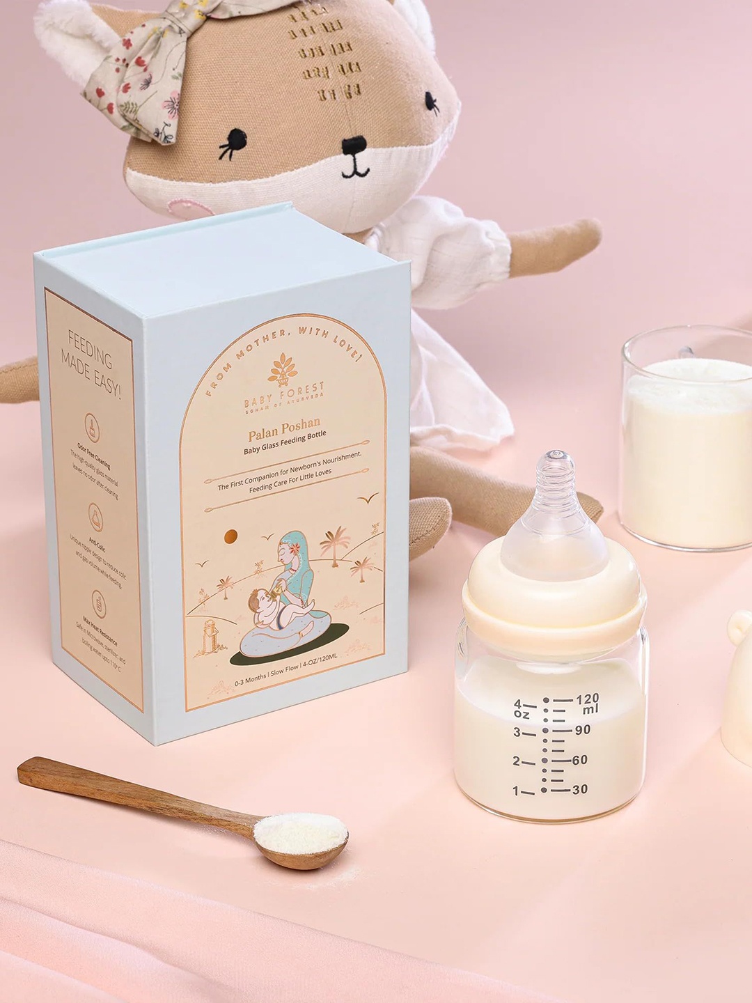 

Baby Forest Kids Palan Poshan Baby Glass Feeding Bottle, White