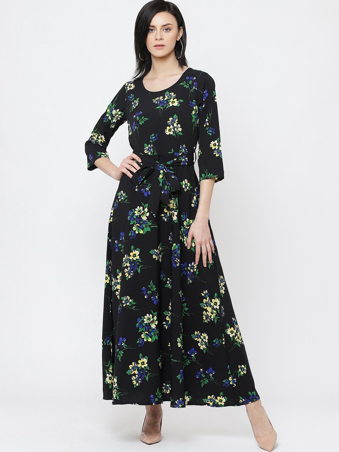 

DressBerry Floral Print Crepe Maxi Dress, Black