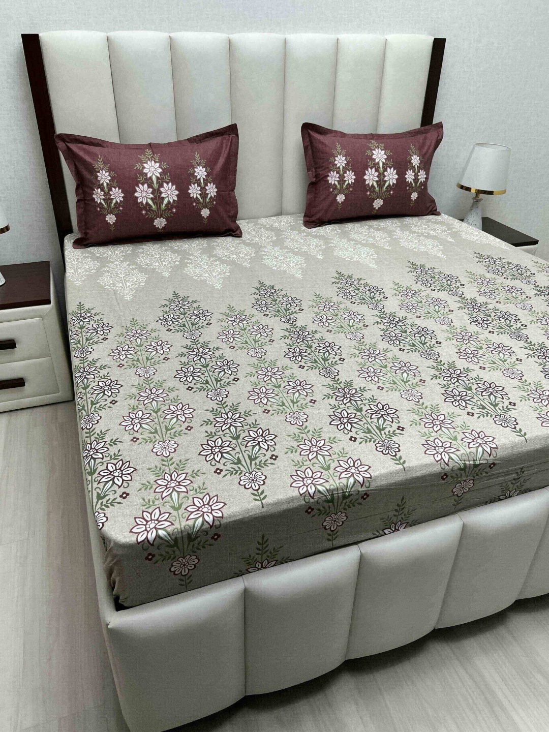 

Pure Decor Cotton King Size Double Bed Bedsheet With 2 Pillow Covers 2.74m X 2.74m, Green