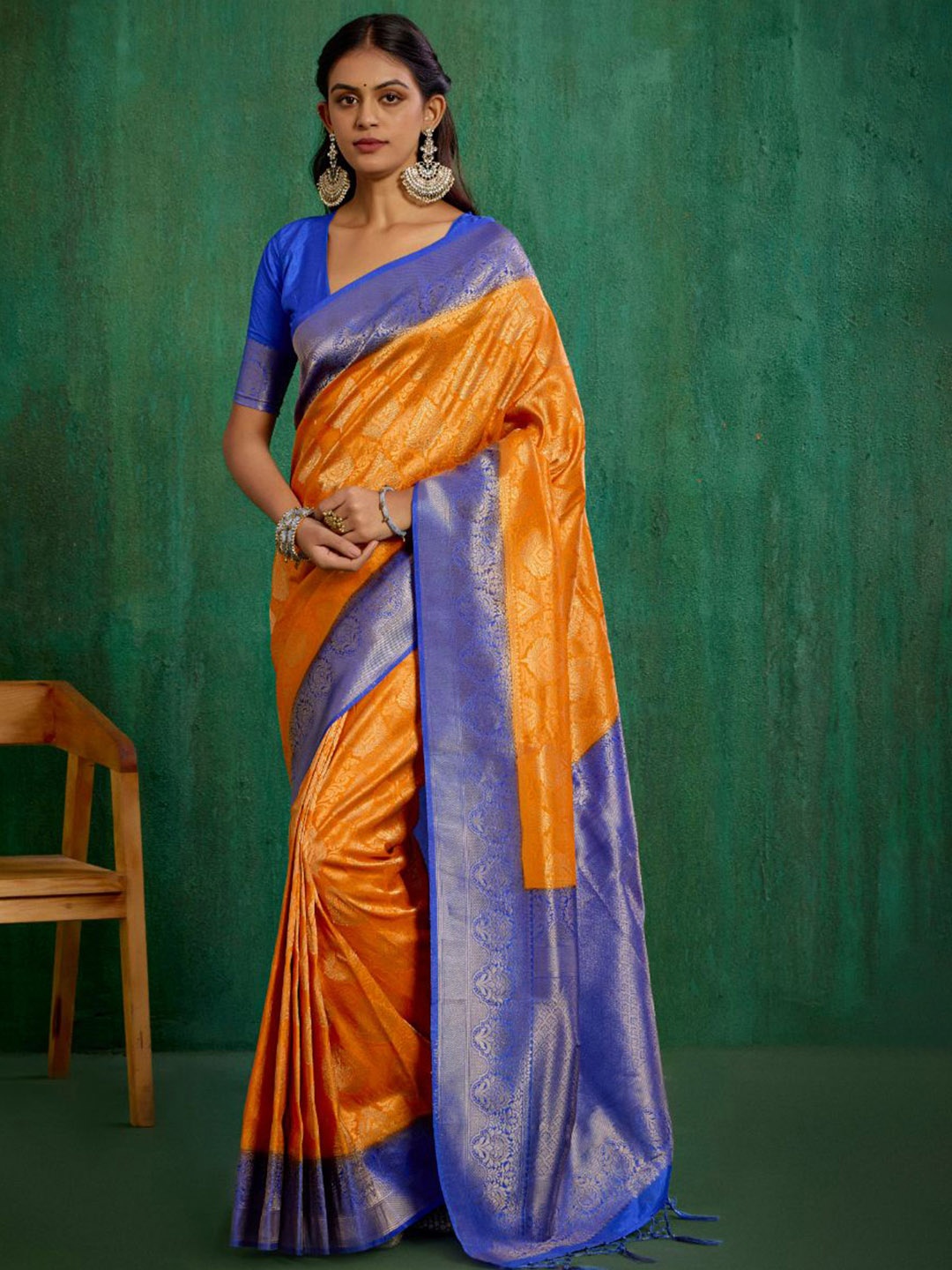 

Sangria Women Banarasi Art Silk Woven Saree, Orange