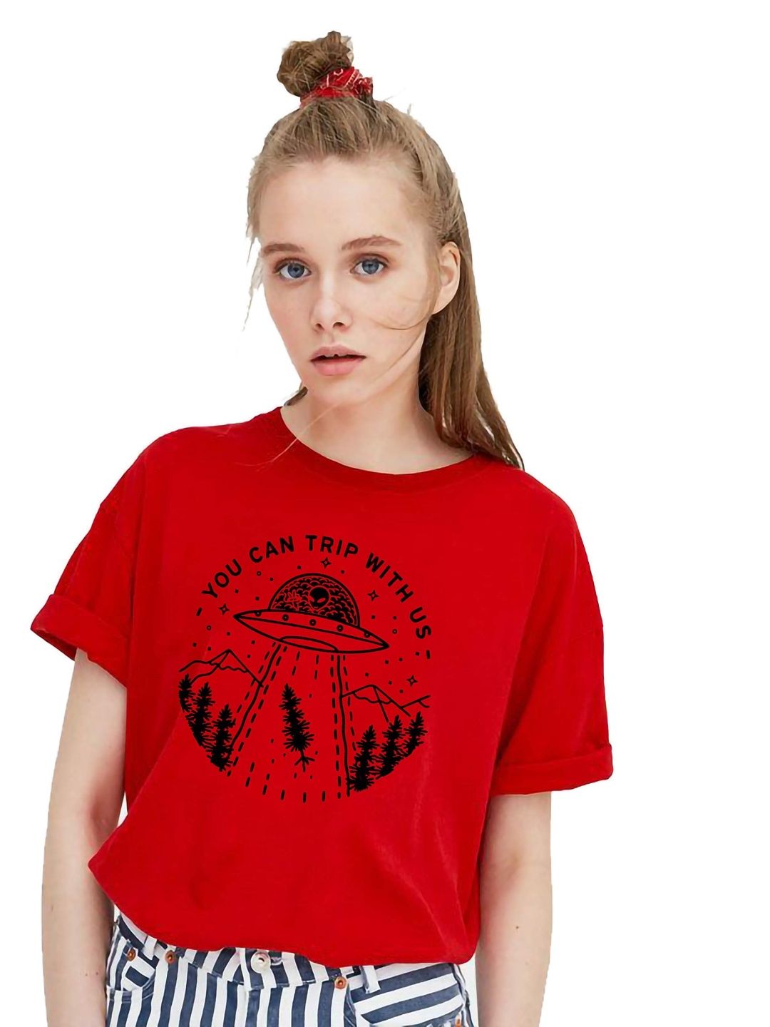 

VLAM Women Typography Printed T-shirt, Red