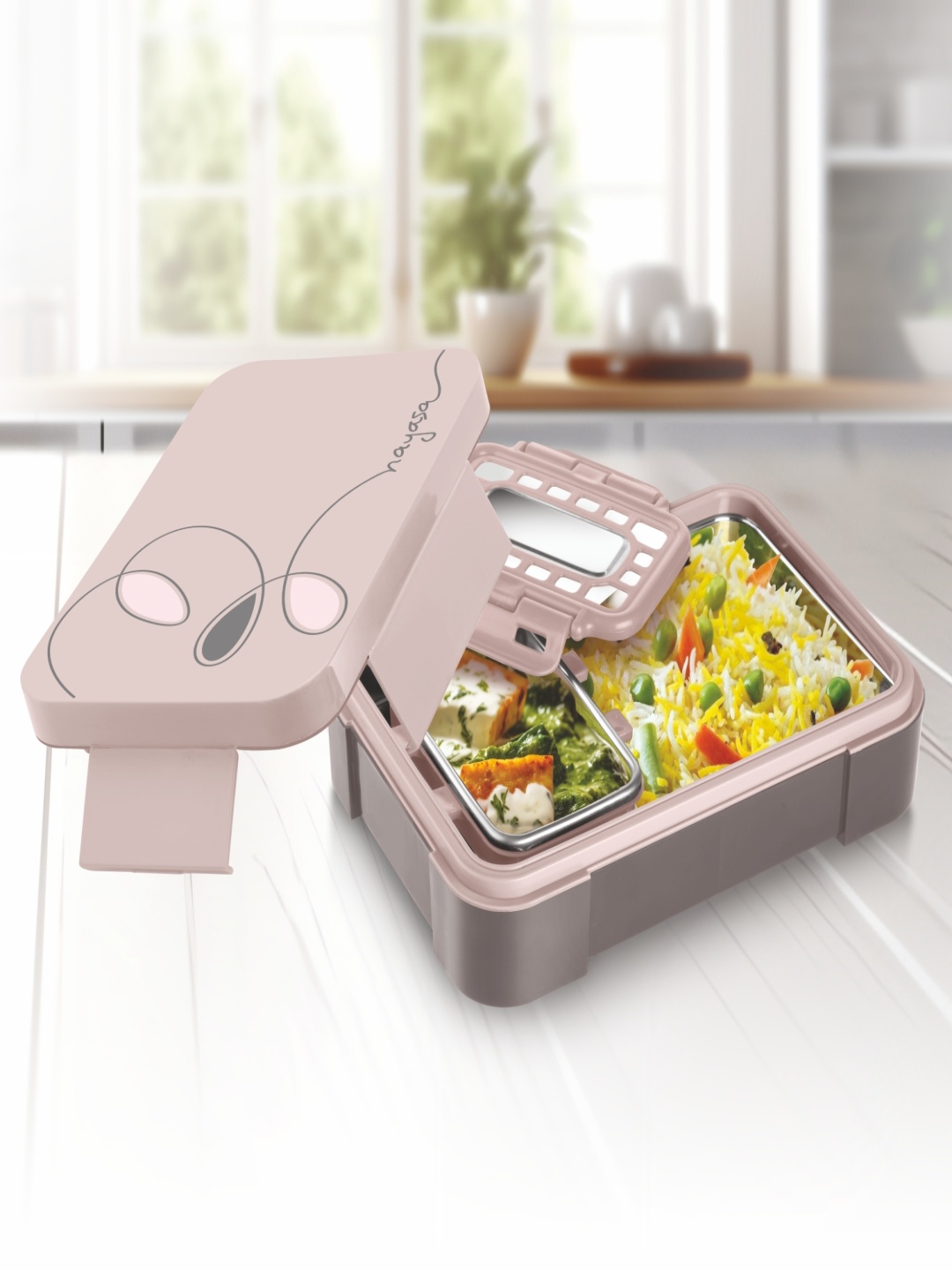 

Nayasa Element Pink & Grey Insulated Air-Tight Leakproof BPA-Free LunchBox