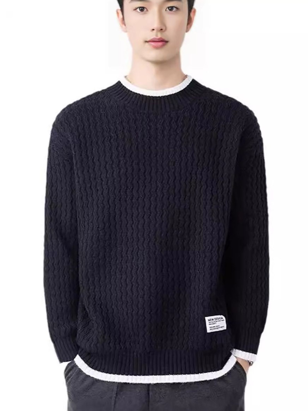 

StyleCast x Revolte Men Self Design Sweatshirt, Black