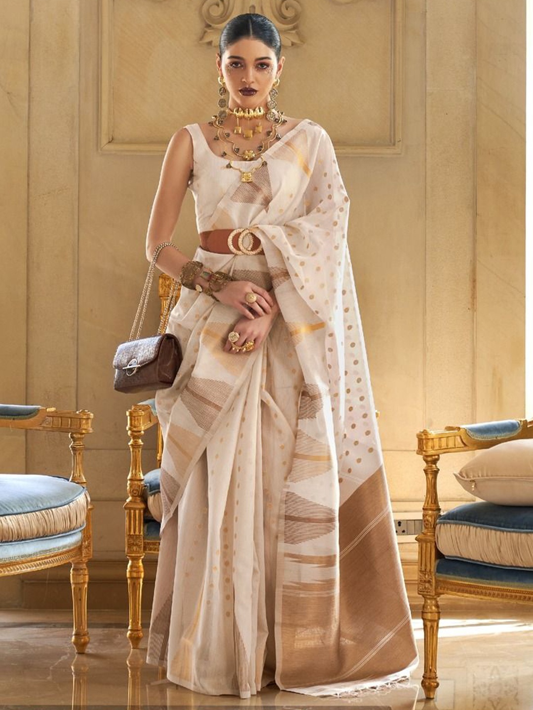 

Anouk Woven Design Zari Banarasi Saree, White