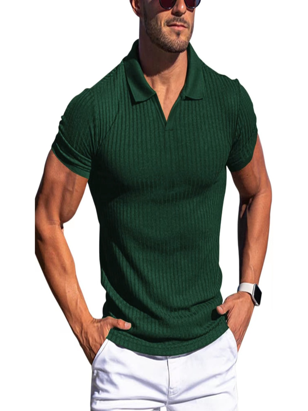 

StyleCast x Revolte Men Polo Collar T-shirt, Green