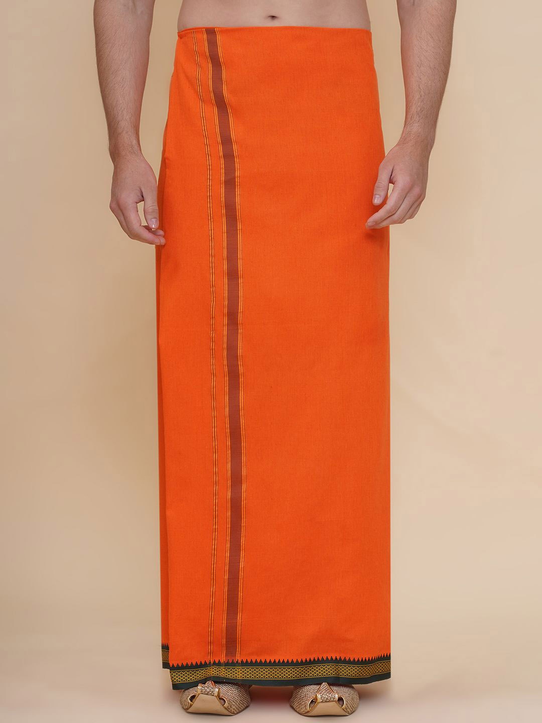 

Sethukrishna Mens Solid Color Dhoti, Orange