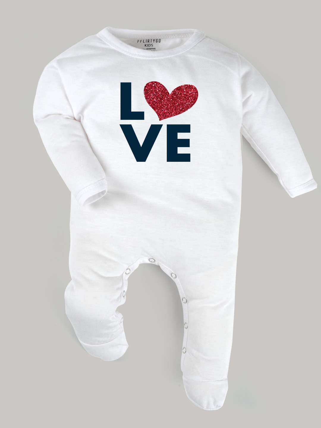 

FFLIRTYGO Infants Valentine Day Printed Cotton Sleepsuit, White