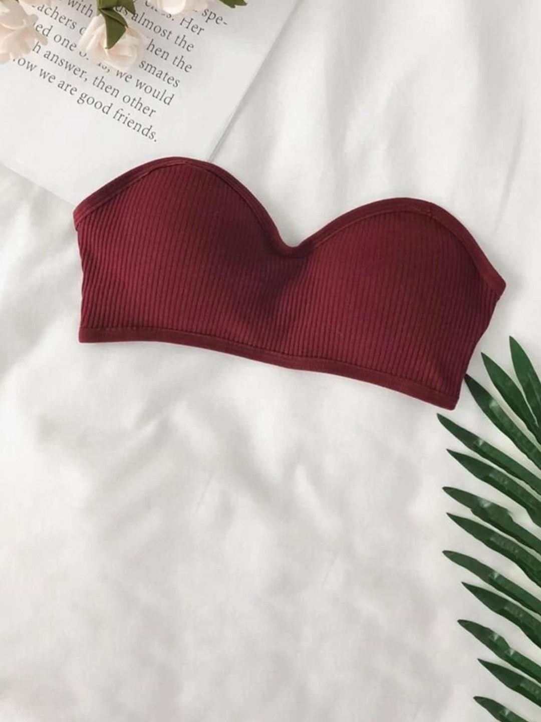 

MADE FOR HER LABEL Women Bralette Seamless Medium Coverage Lightly Padded Bra, Red