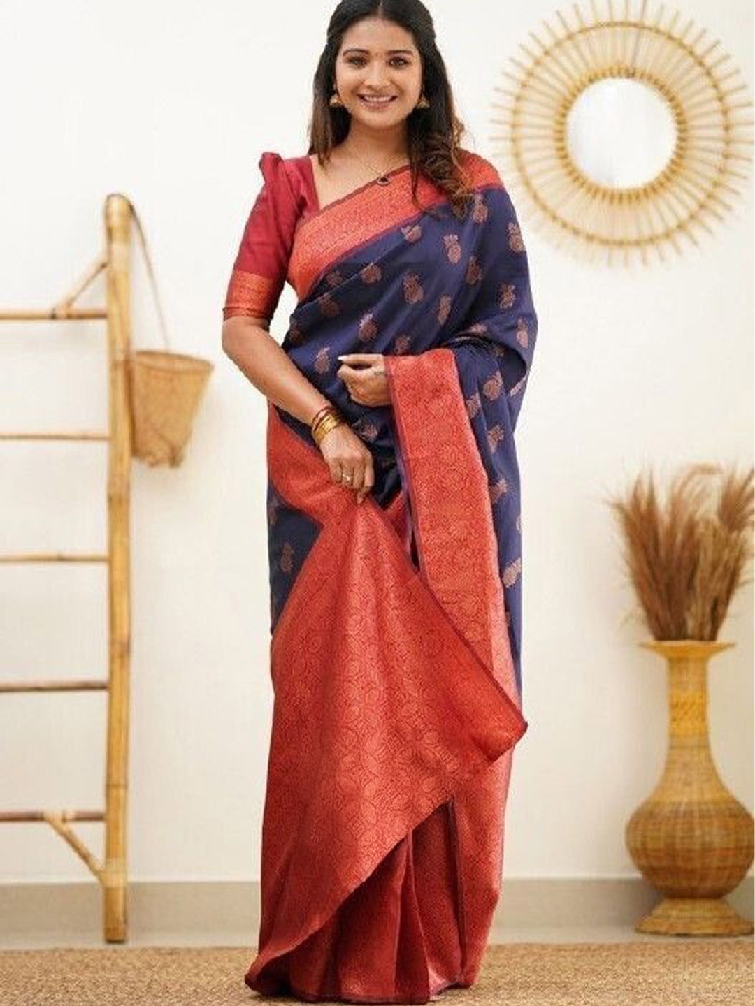 

bansari textiles Woven Design Zari Kanjeevaram Saree, Purple