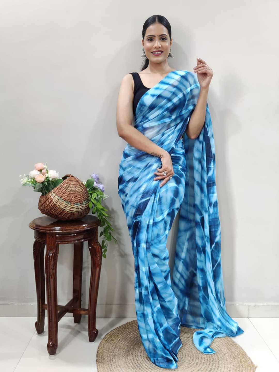 

bansari textiles Tie and Dye Kota Saree, Blue