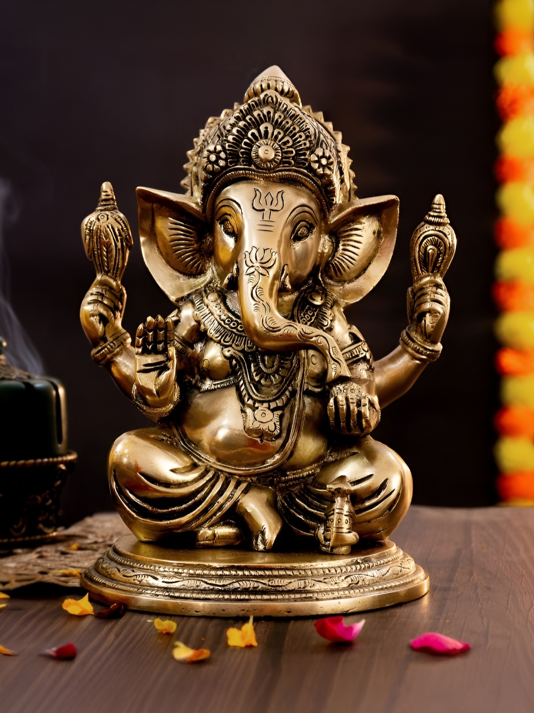 

The Advitya Gold-Toned Ganesha Religious Idol Showpiece