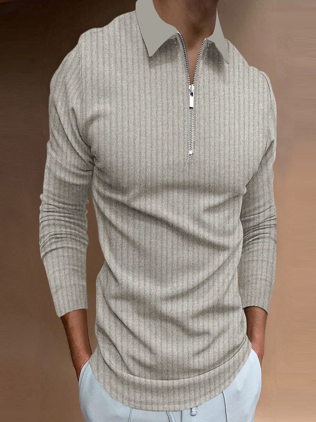 

StyleCast x Revolte Men Self Design Polo Collar T-shirt, Grey