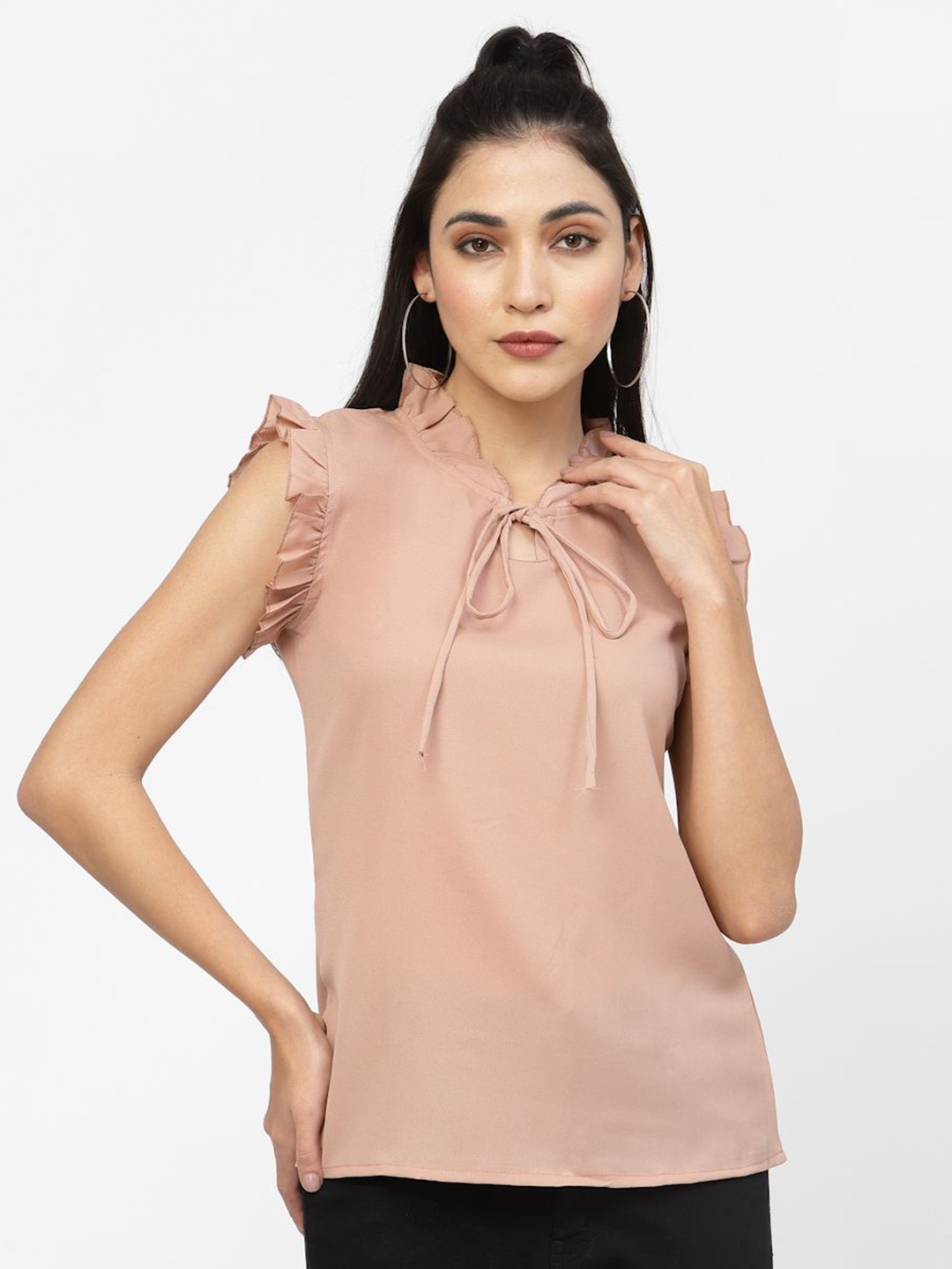 

DELIS Monochrome Georgette Top, Beige