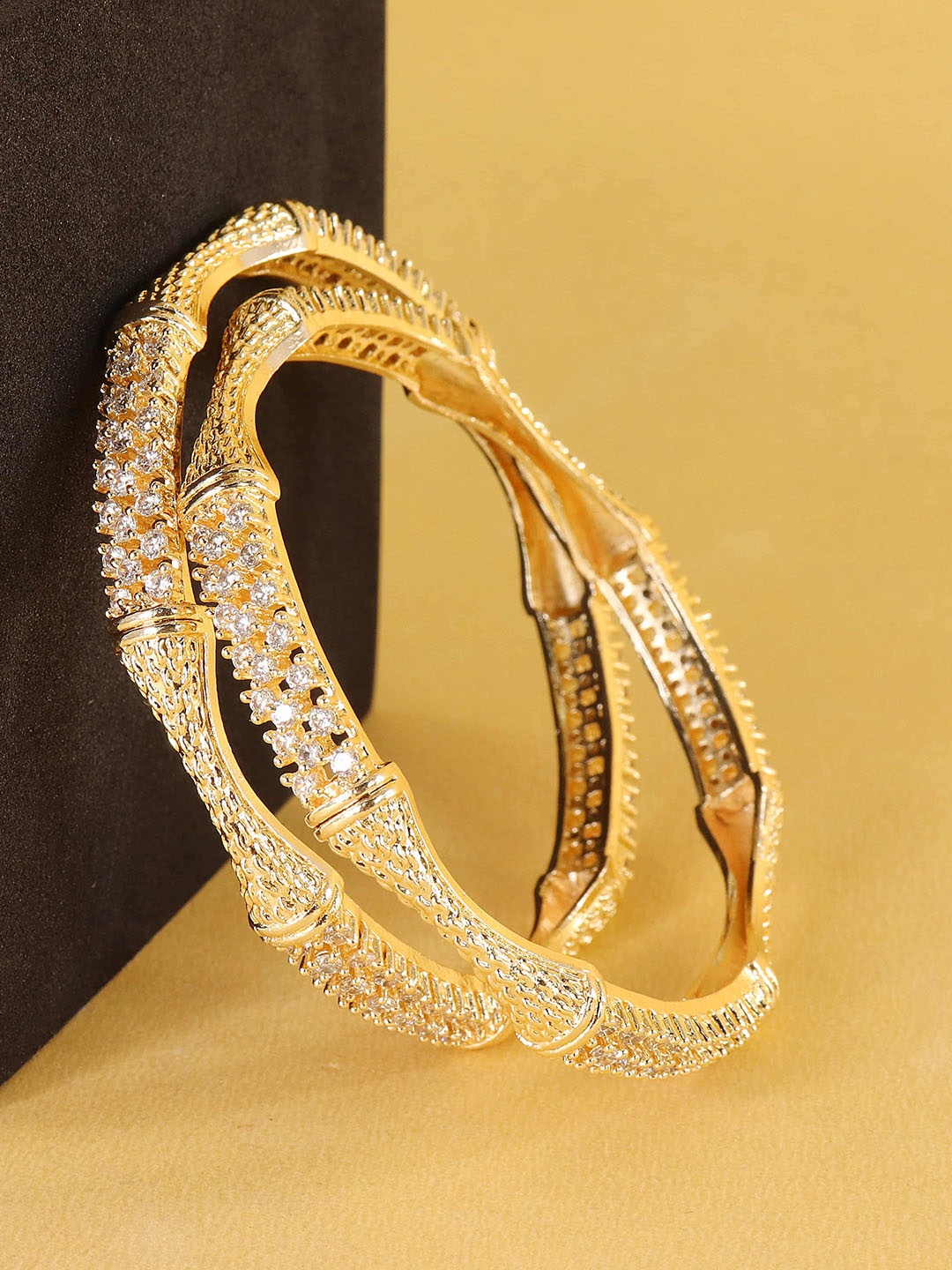 

NMII Set Of 2 American Diamond Studded Bangles, Gold