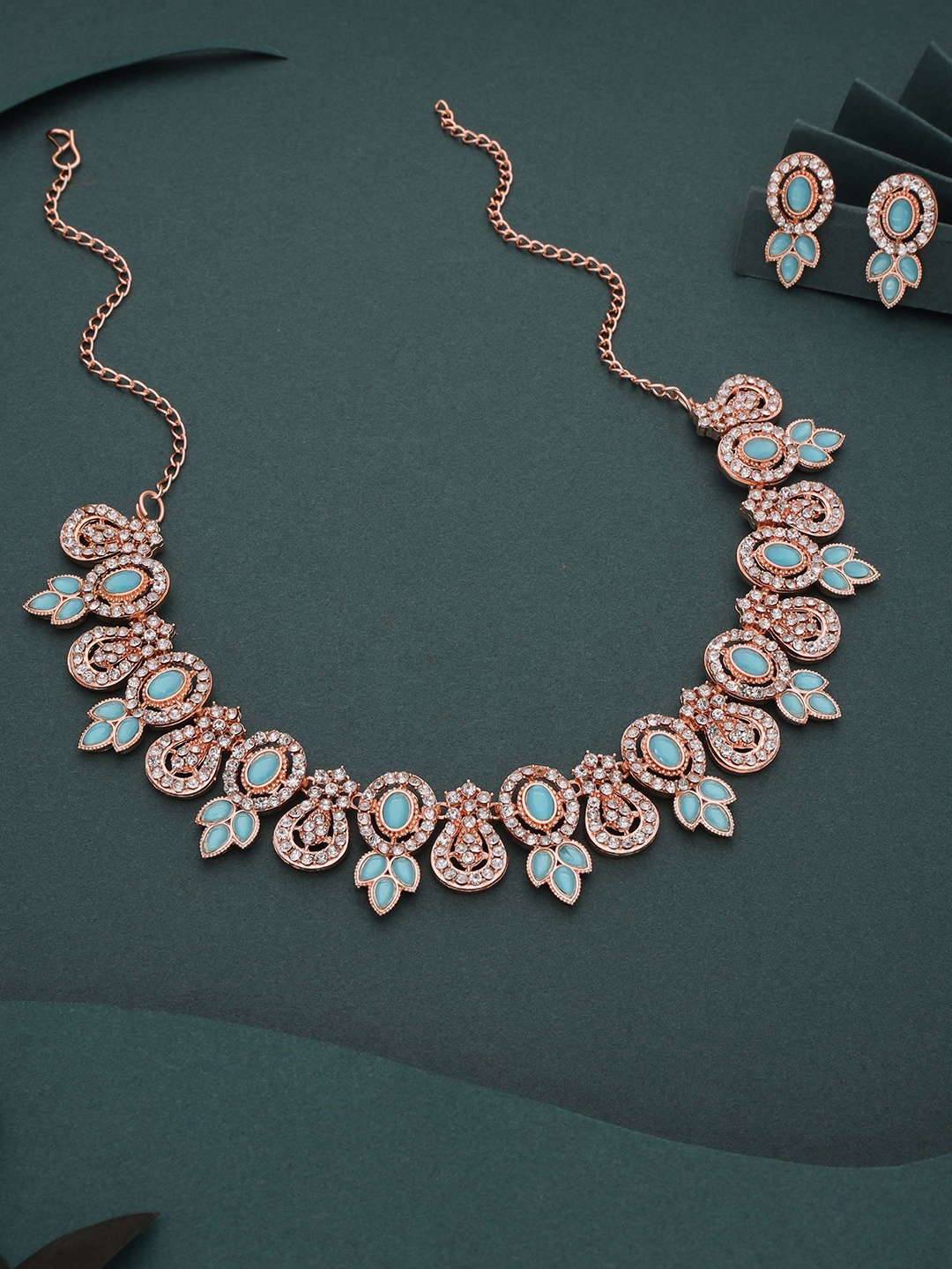 

Lyriss Gold-Plated American Diamond Stones Studded Jewellery Set
