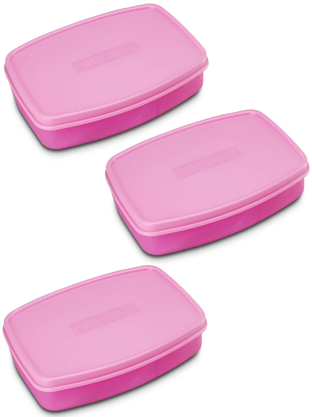 

Nayasa Witty Set of 3 Pink Air-Tight Leakproof BPA-Free Regular Plastic Lunch Boxes