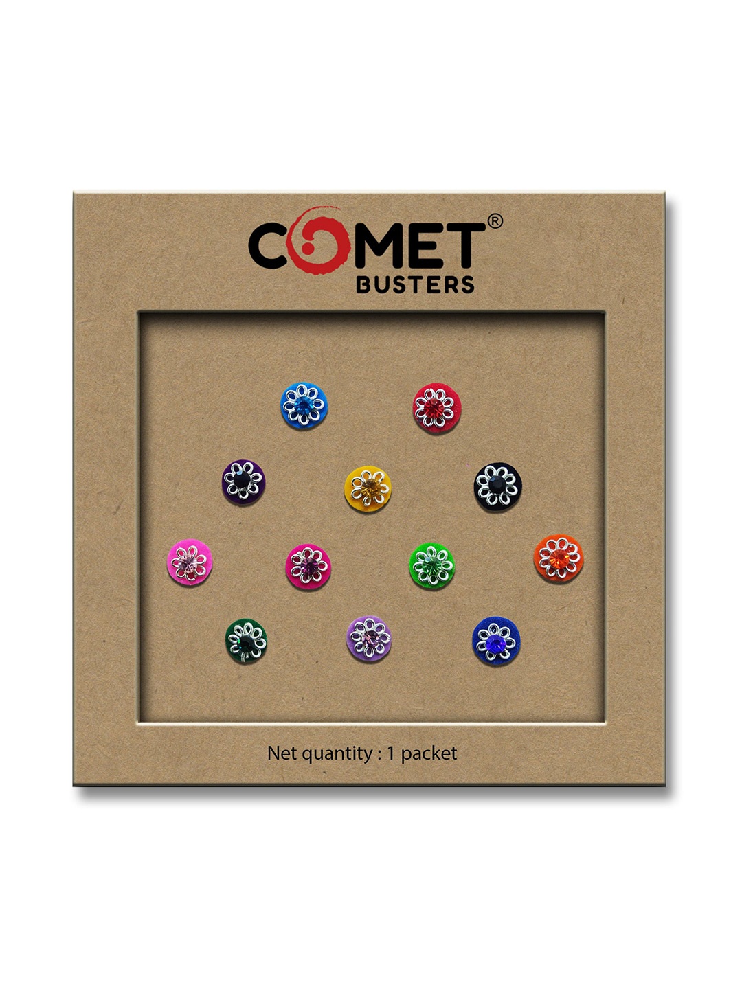 

Comet Busters Beautiful Traditional Designer Bindis - Blue & Yellow