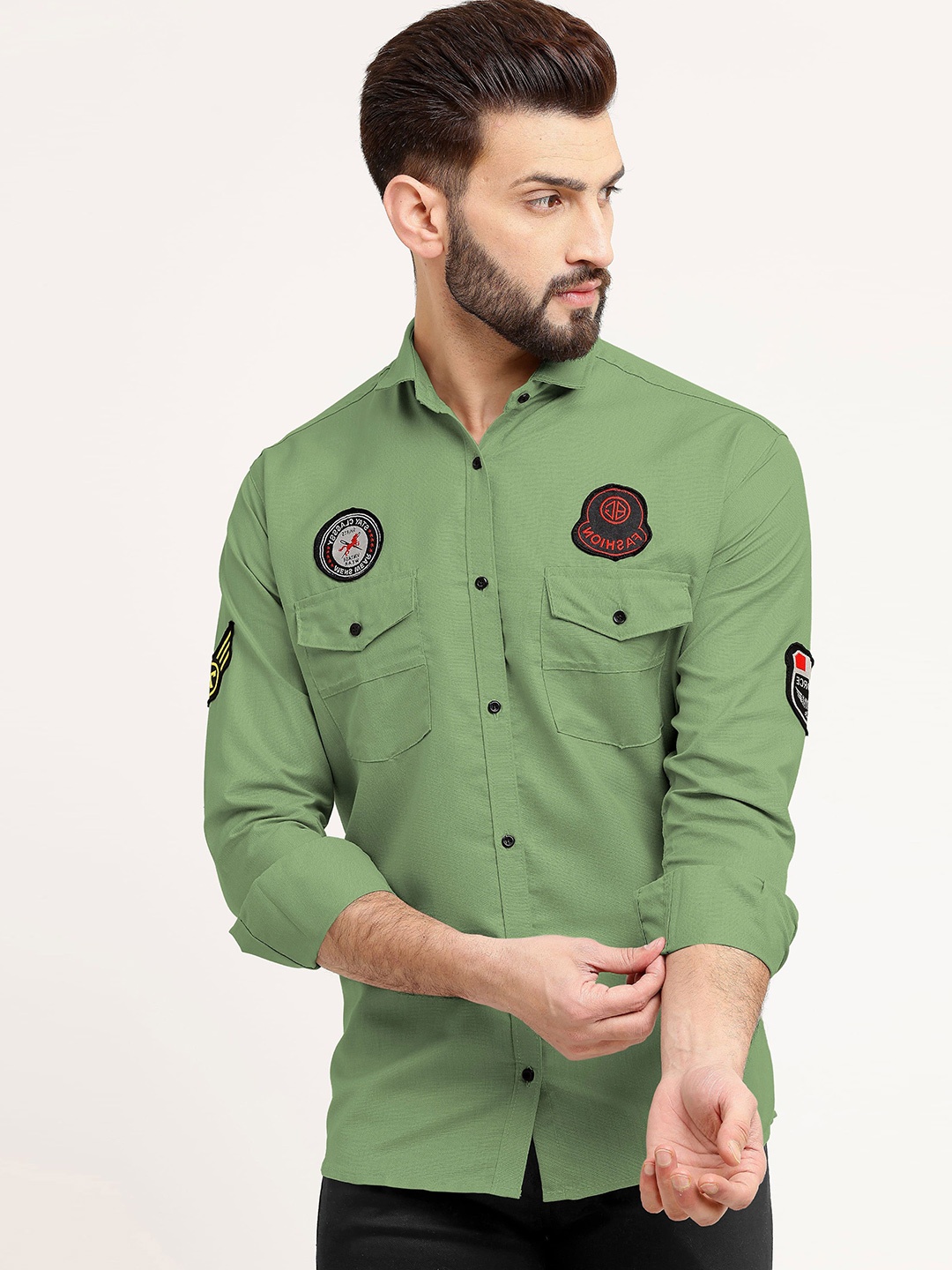 

WOXEN Men Original Opaque Casual Shirt, Green