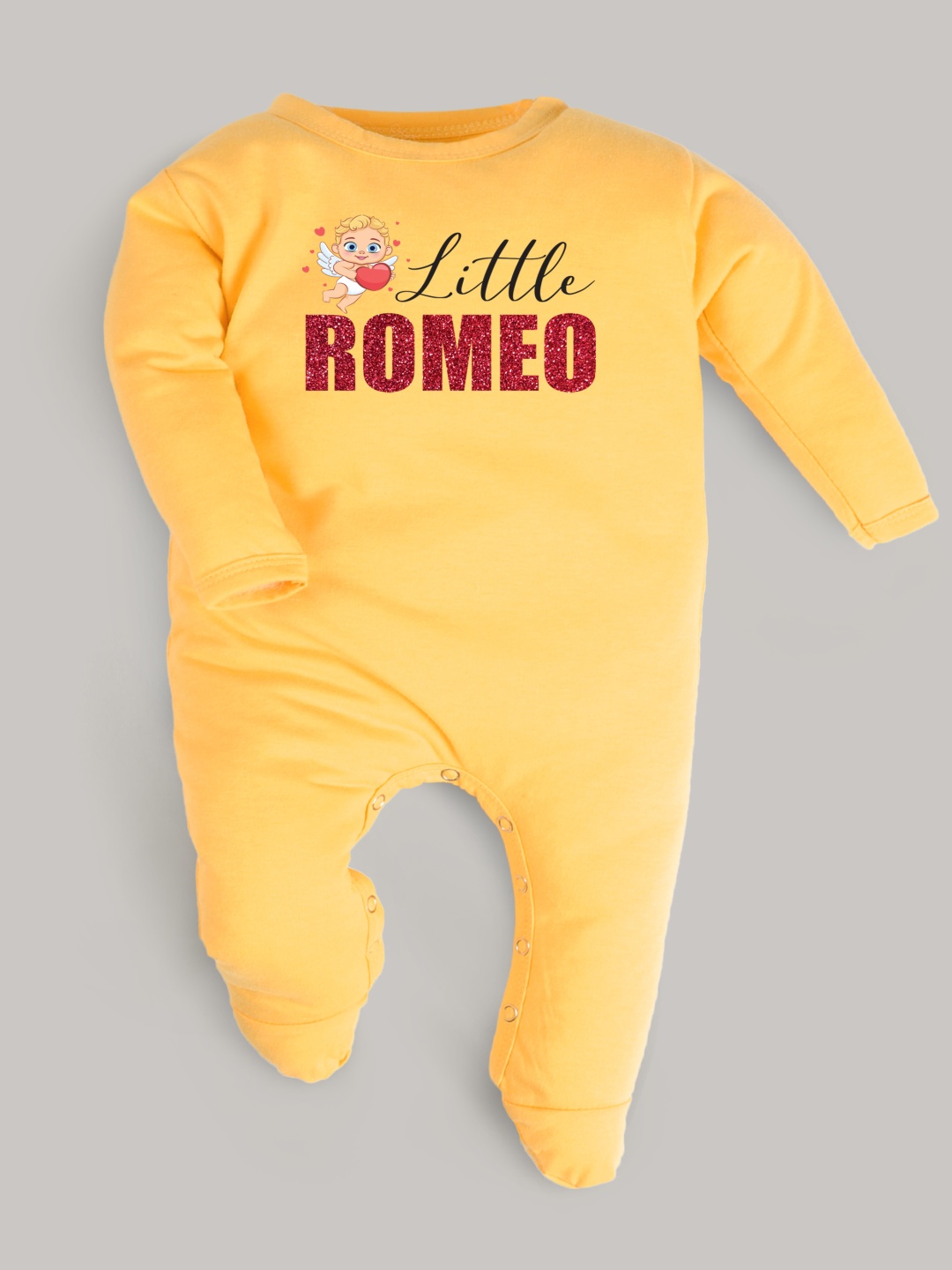

FFLIRTYGO Infants Valentine day Printed Cotton Sleepsuit, Yellow