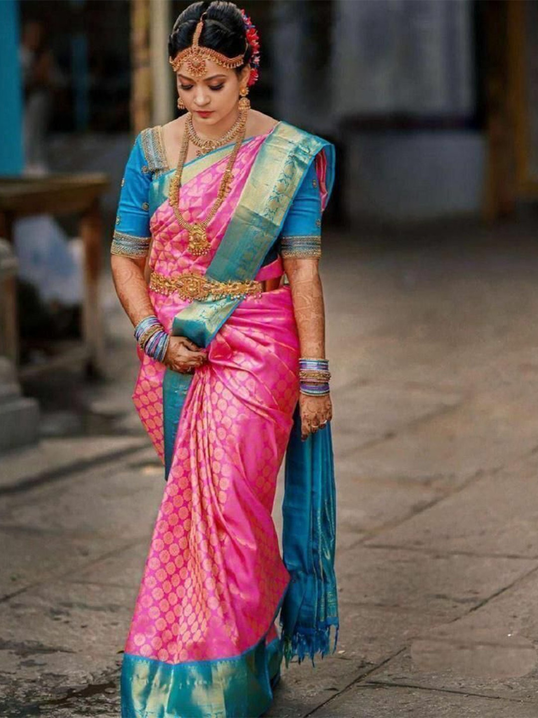

bansari textiles Woven Design Zari Banarasi Saree, Pink