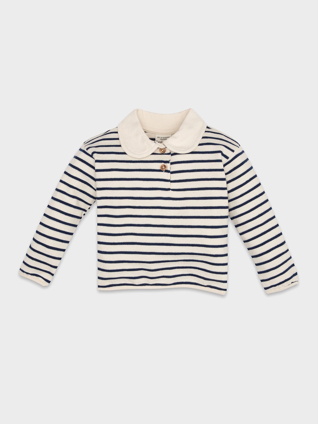 

DeFacto Girls Striped Peter Pan Collar Pullover Sweater, Beige