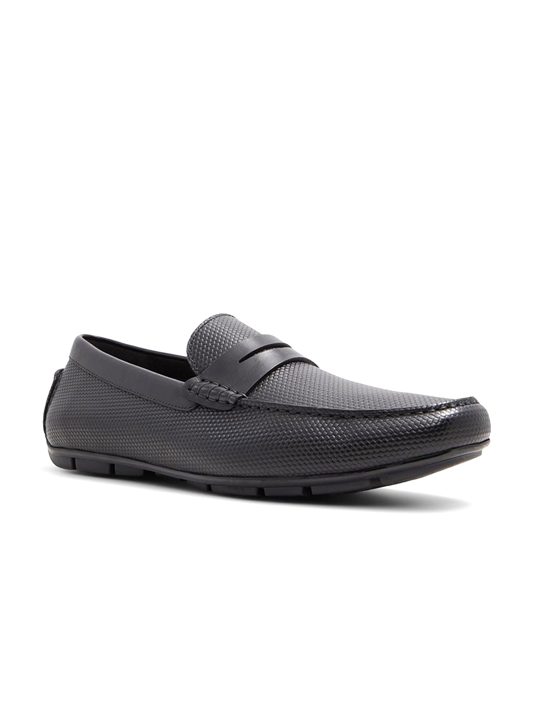 

ALDO Men Textured Slip-On Moccasins Loafers, Black