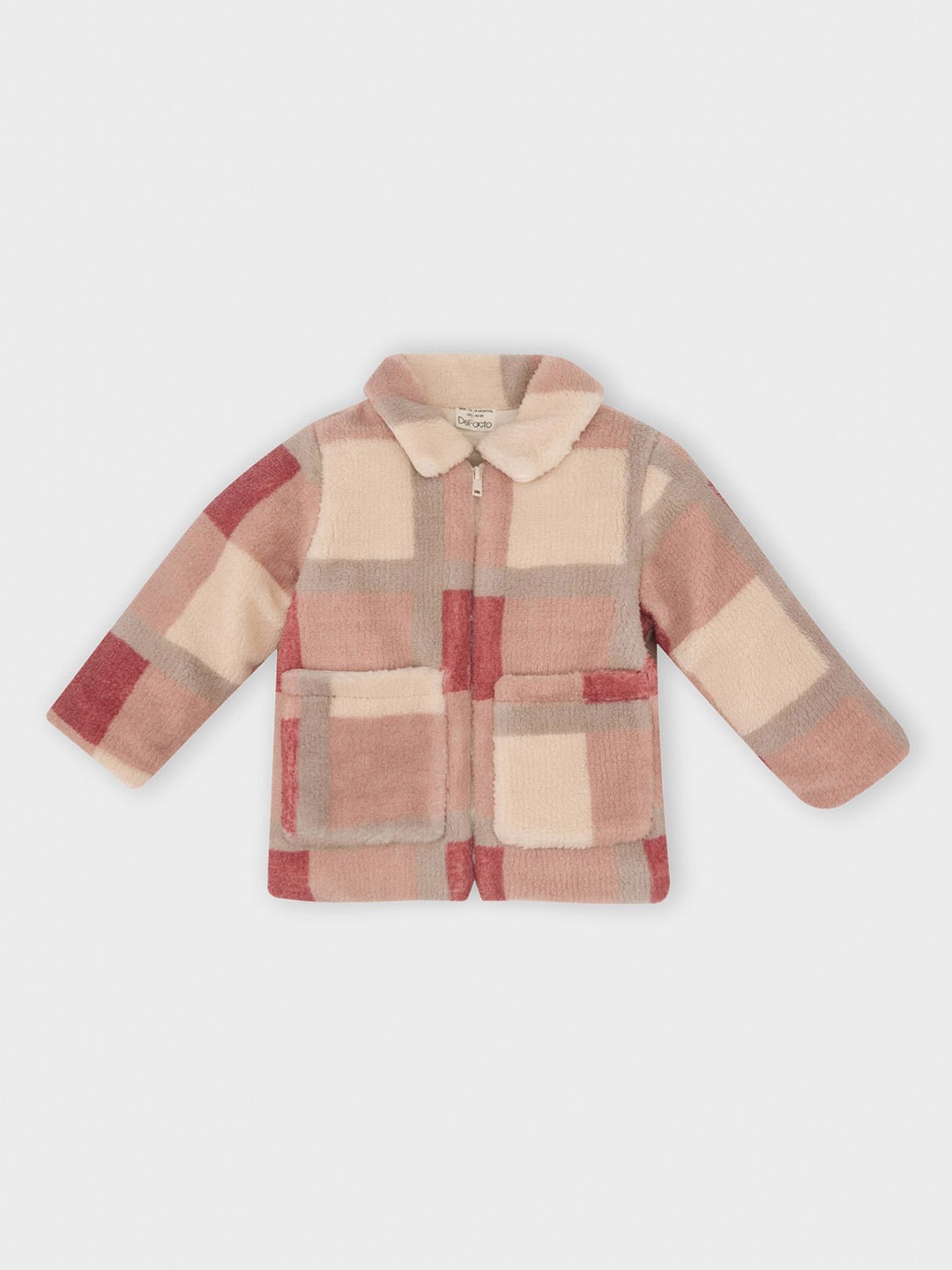 

DeFacto Girls Checked Shirt Collar Cardigan, Red