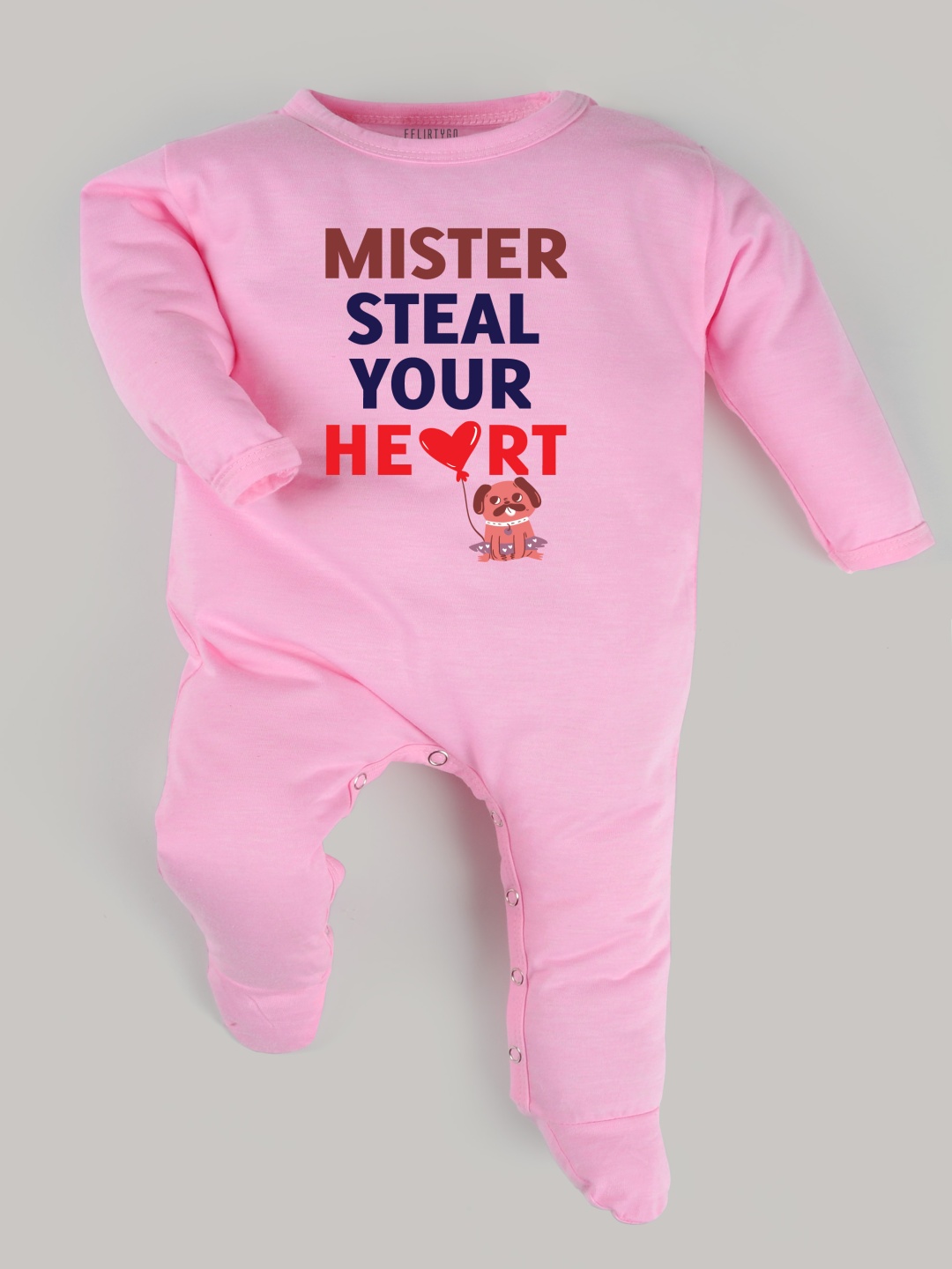 

FFLIRTYGO Infants Kids Valentine day Printed Pure Cotton Sleepsuit, Pink