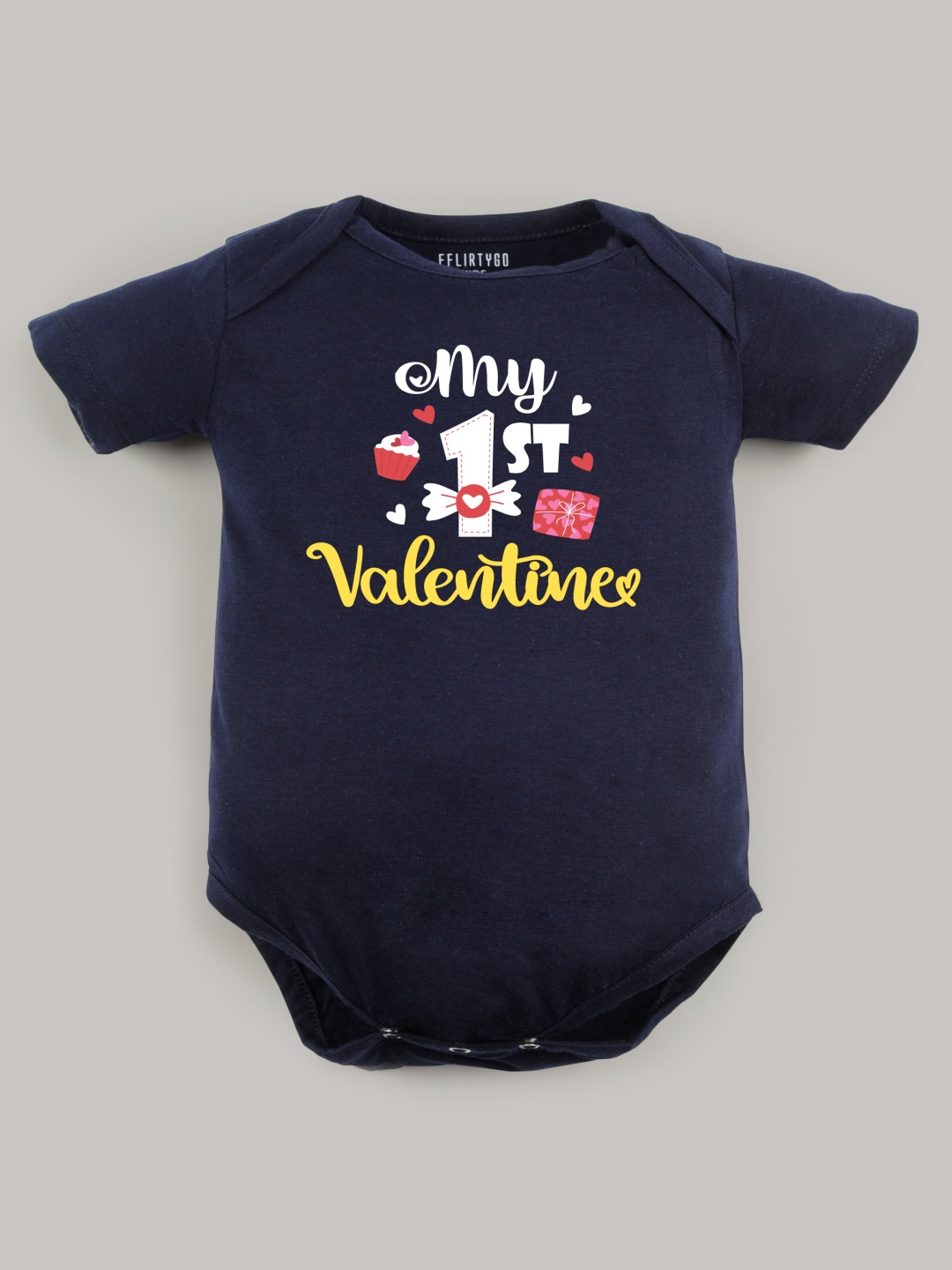 

FFLIRTYGO Infant Kids Valentine Day Printed Cotton Bodysuit, Navy blue