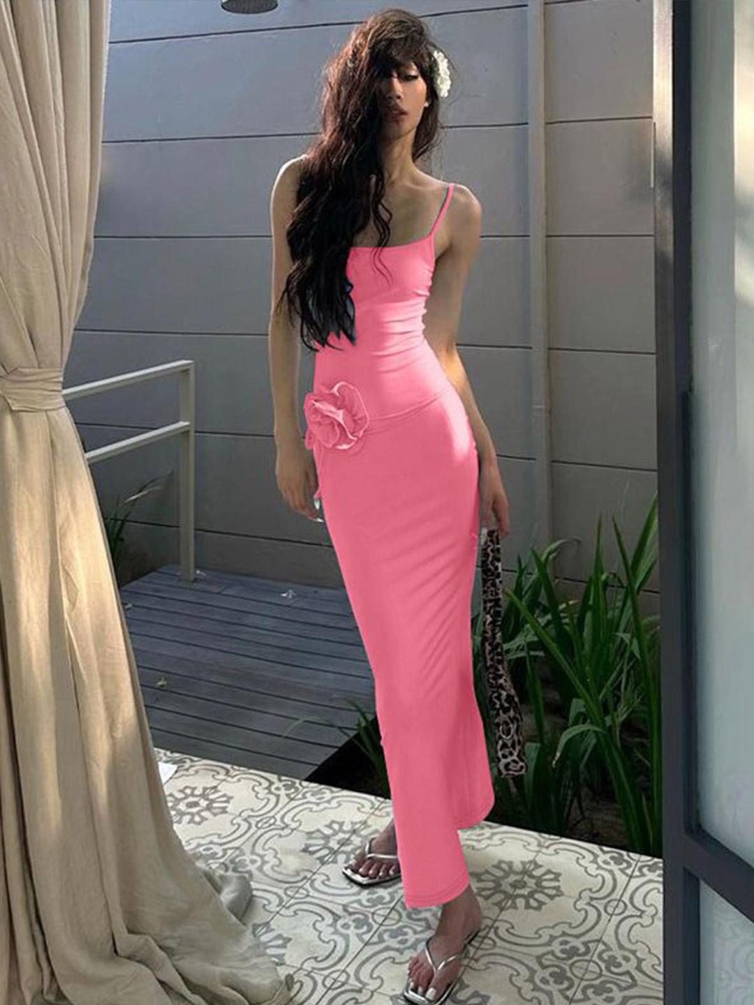 

StyleCast x Revolte Women Bodycon Maxi Dress, Pink