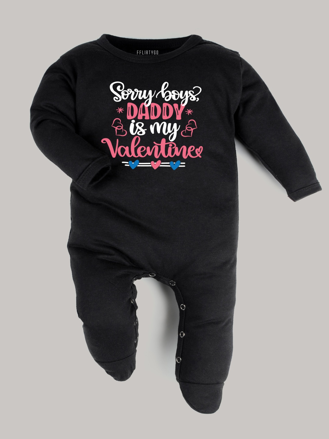 

FFLIRTYGO Infants Valentine Day Printed Cotton Sleepsuit, Black
