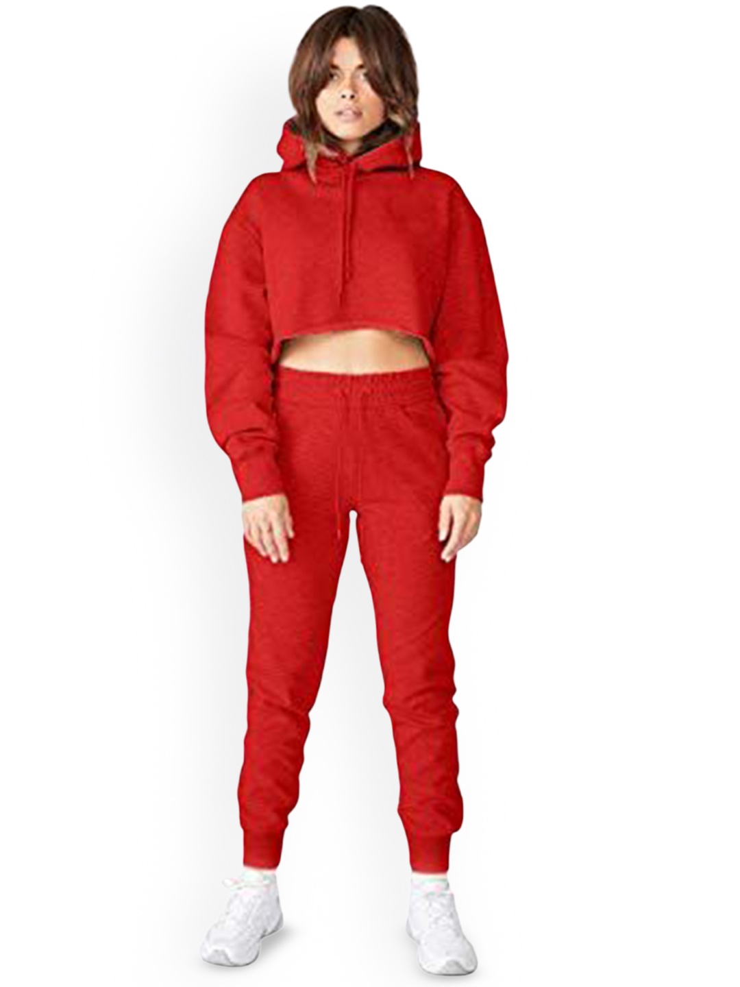 

NOTWILD Women Cotton Hooded Tracksuit, Red