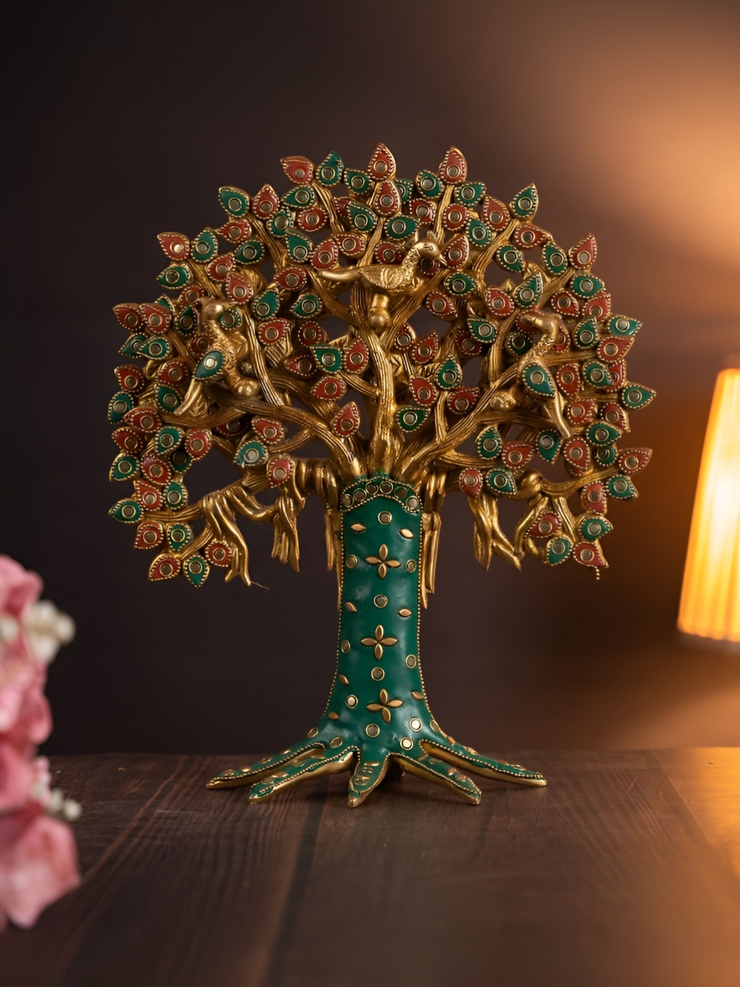 

The Advitya Gold-Toned Kalpavriksha Tree Birds and Animals Figurine Showpiece