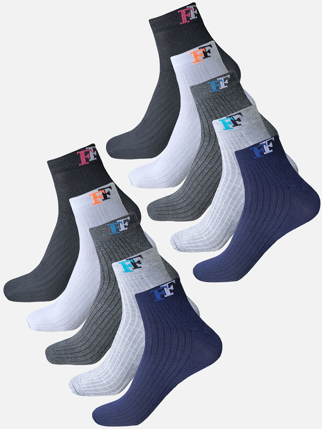 

StyFun Men Pack Of 10 Cotton Above Ankle-Length Running Socks, White