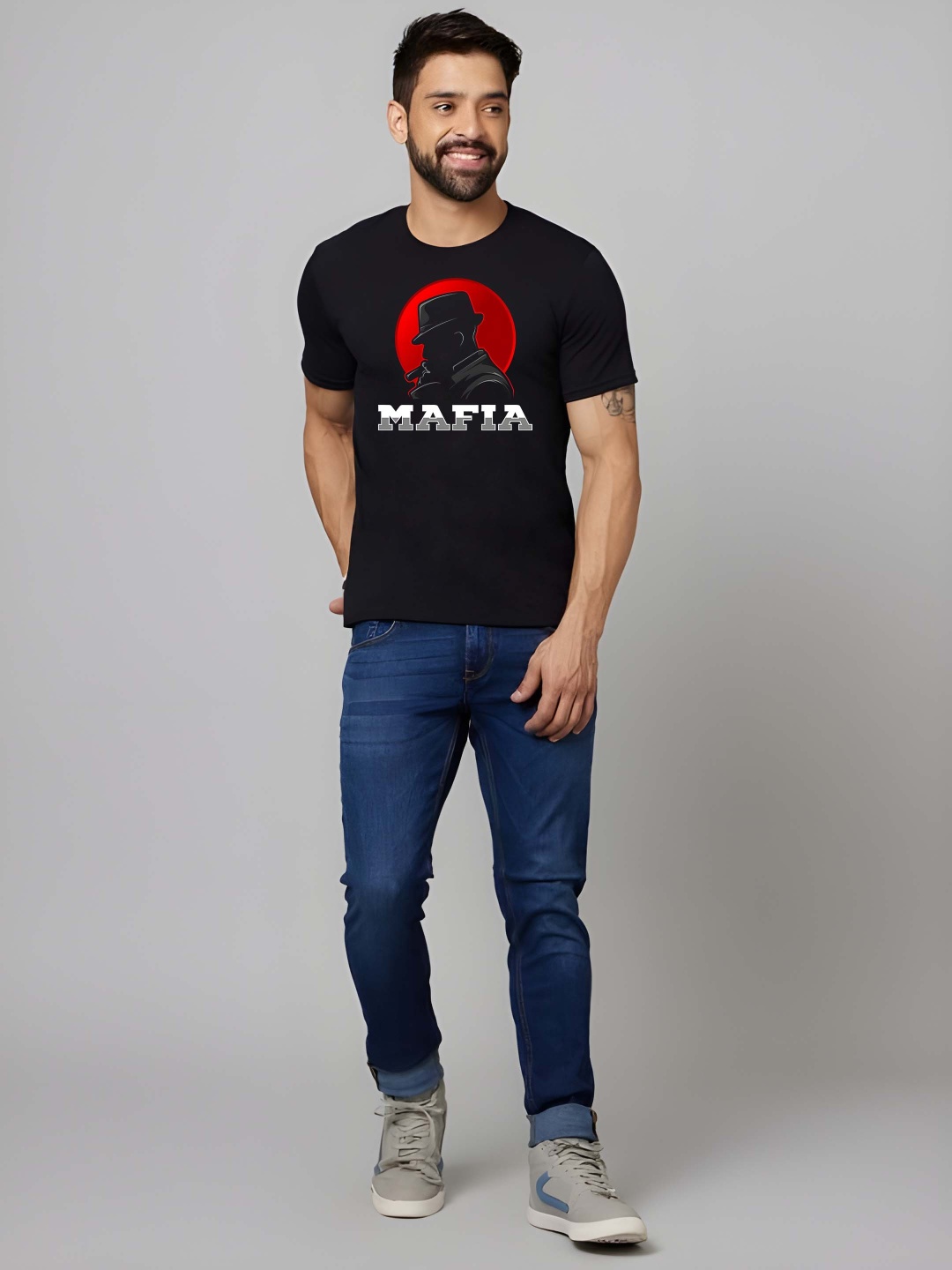 

BOWLIFESTYLE Men Pure Cotton T-shirt, Black